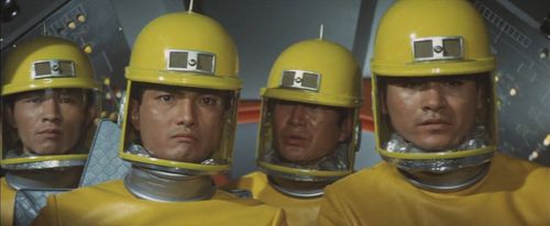 Akira Kubo, Seishirô Kuno, Yasuhiko Saijô, and Chôtarô Tôgin in Destroy All Monsters (1968)