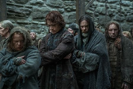 Keith Fleming, Sam Heughan, James Allenby-Kirk, and Duncan Lacroix in Outlander (2014)