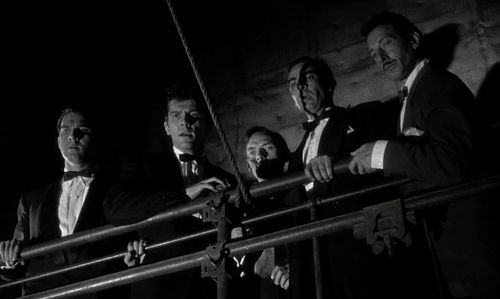 Robert Arden, Martin Benson, Sam Kydd, Lee Patterson, and Russell Westwood in Spin a Dark Web (1956)