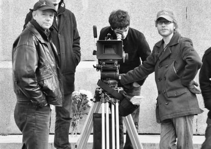 Still of Robert C. New, Darshan Rickhi and Cameron Tremblay on the set of Panmunjom