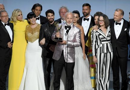 Penélope Cruz, Ricky Martin, Judith Light, Ryan Murphy, Brad Falchuk, and Darren Criss at an event for The 70th Primetim