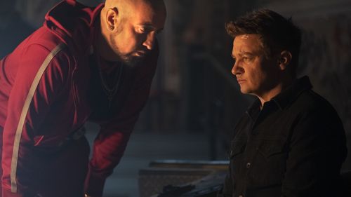 Jeremy Renner and Carlos Navarro in Hawkeye (2021)