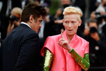 Benicio Del Toro and Tilda Swinton at an event for The French Dispatch (2021)