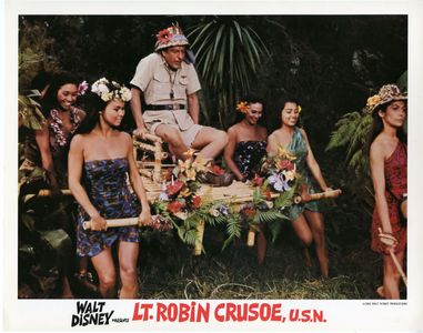 Dick Van Dyke and Nancy Kwan in Lt. Robin Crusoe, U.S.N. (1966)